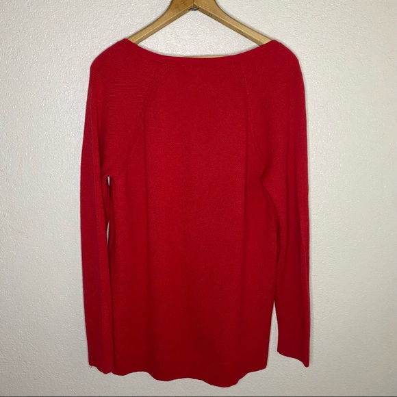 Gap Red Knit V Neck Long sleeve Sweater Blouse - Picture 2 of 6
